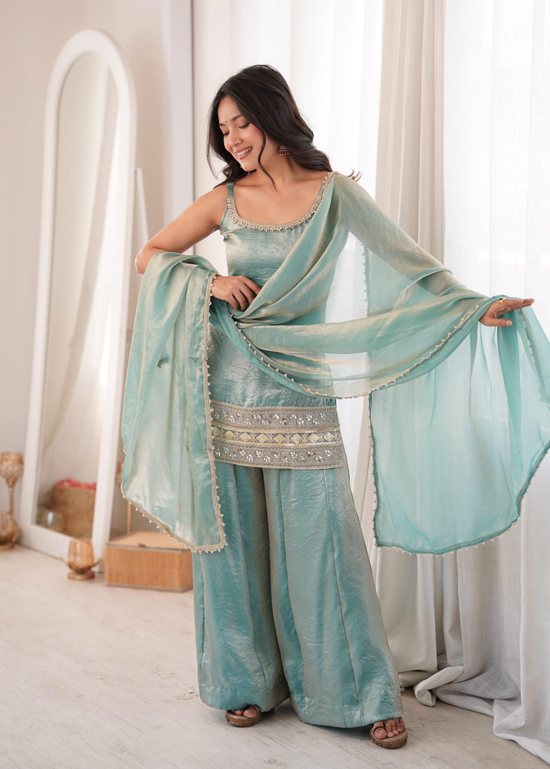 ZSR 3177 Sea Green in Doremon Crush Embroidery Work & Mirror Work Salwar Suit . Best Price ₹2099. Delivery 4-6 Working Days. Shop now. | Jump Suits, Salwar suit, Casual Suits, Creative suits, Designer Suits, Palazzo Suits, Party Wear Suits, Patiala Suits, Straight Suits