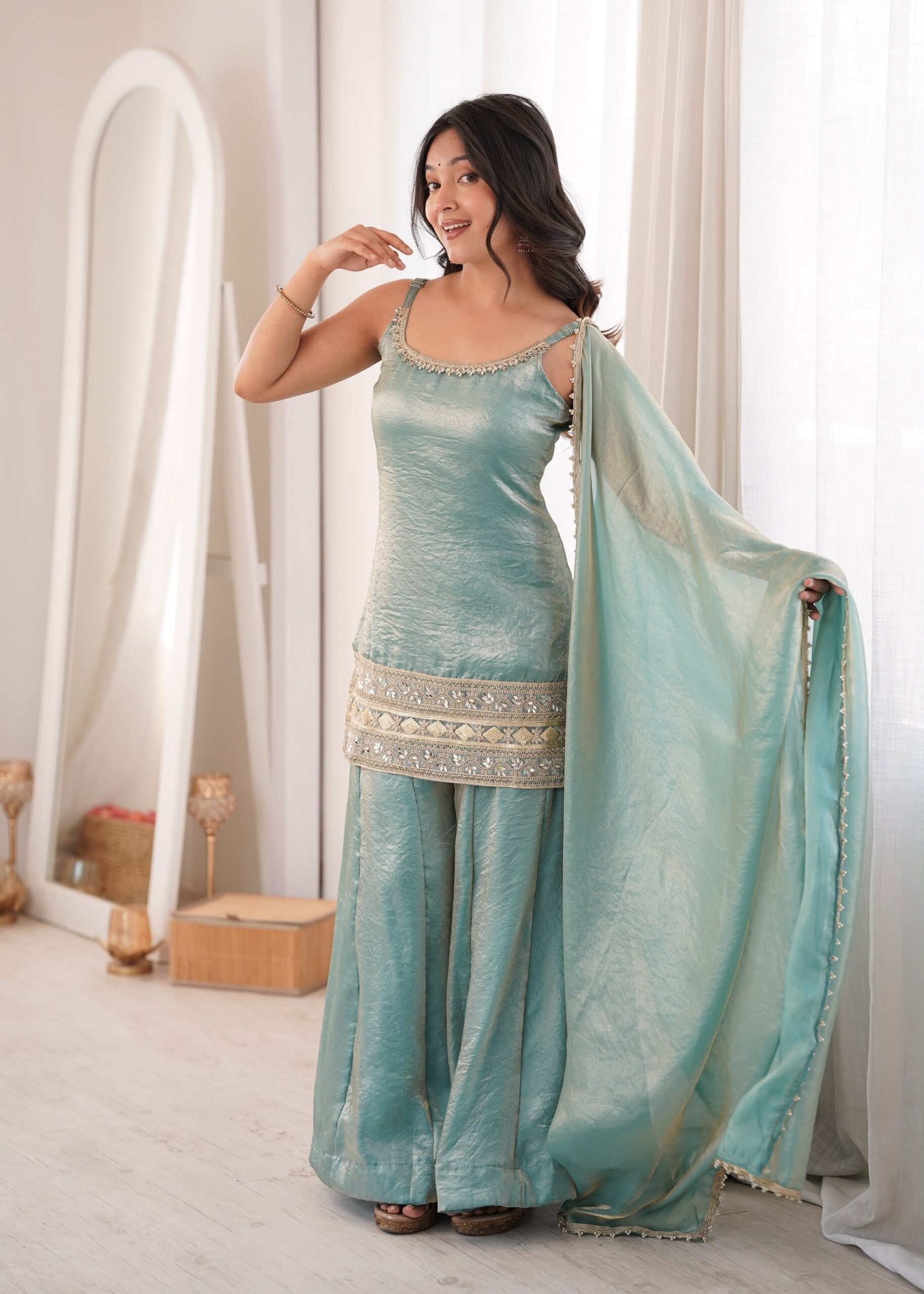 ZSR 3177 Sea Green in Doremon Crush Embroidery Work & Mirror Work Salwar Suit . Best Price ₹2099. Delivery 4-6 Working Days. Shop now. | Jump Suits, Salwar suit, Casual Suits, Creative suits, Designer Suits, Palazzo Suits, Party Wear Suits, Patiala Suits, Straight Suits