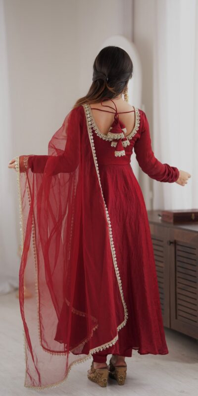 SRK 5355 Maroon Doremon Crush Gown with Lace Work & Mirror Work. Exclusive Offer ₹2099. Delivery 4-6 Working Days. Shop now. | Gowns, Bollywood Gowns, Creative Gowns, Designer Gowns, Embroidered Gowns, Party Wear Gowns