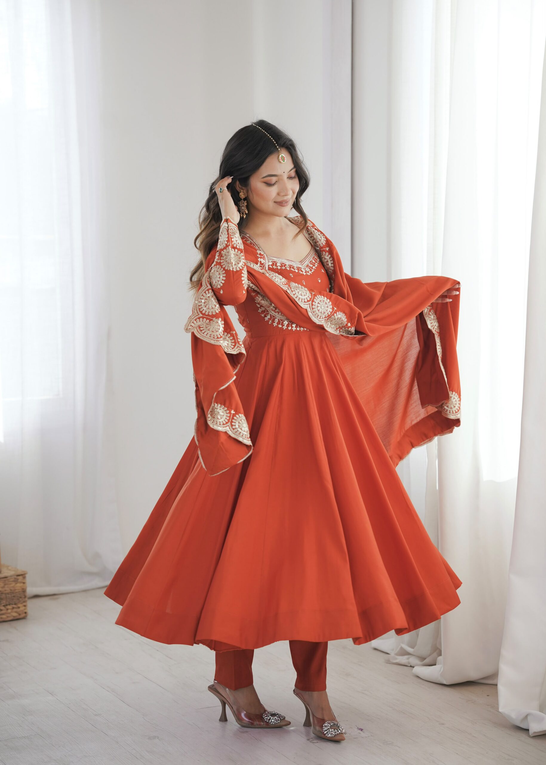 ZF 5026 Orange Colour Roman Silk Salwar Suit with Embroidery Work. Best Price ₹2399. Delivery 4-6 Working Days. Shop now. | Anarkali Suits, Bollywood Anarkali, Creative-Anarkali, Designer Anarkali, Embroidered Anarkali, Party Wear Anarkali