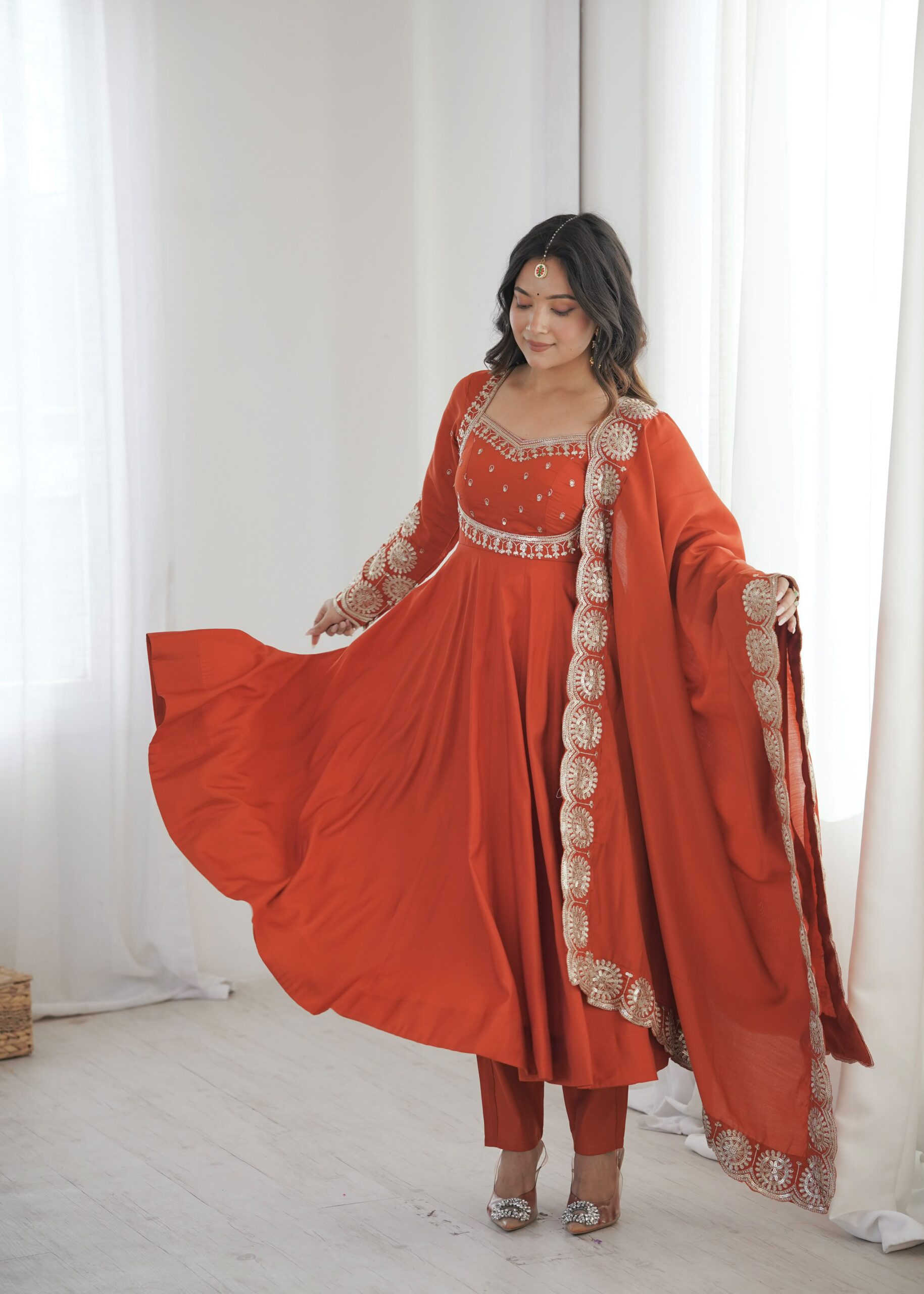 ZF 5026 Orange Colour Roman Silk Salwar Suit with Embroidery Work. Best Price ₹2399. Delivery 4-6 Working Days. Shop now. | Anarkali Suits, Bollywood Anarkali, Creative-Anarkali, Designer Anarkali, Embroidered Anarkali, Party Wear Anarkali