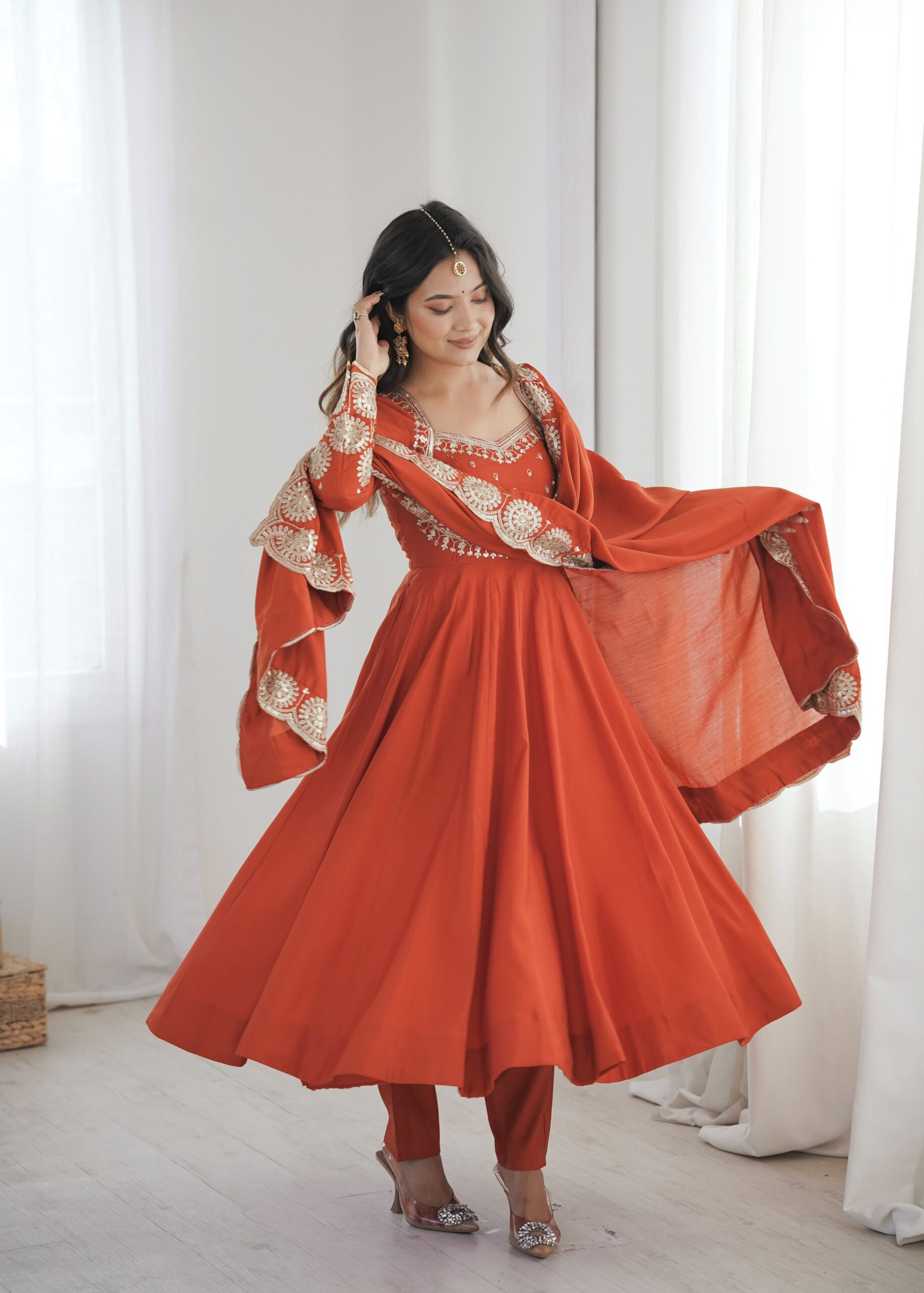 ZF 5026 Orange Colour Roman Silk Salwar Suit with Embroidery Work. Best Price ₹2399. Delivery 4-6 Working Days. Shop now. | Anarkali Suits, Bollywood Anarkali, Creative-Anarkali, Designer Anarkali, Embroidered Anarkali, Party Wear Anarkali