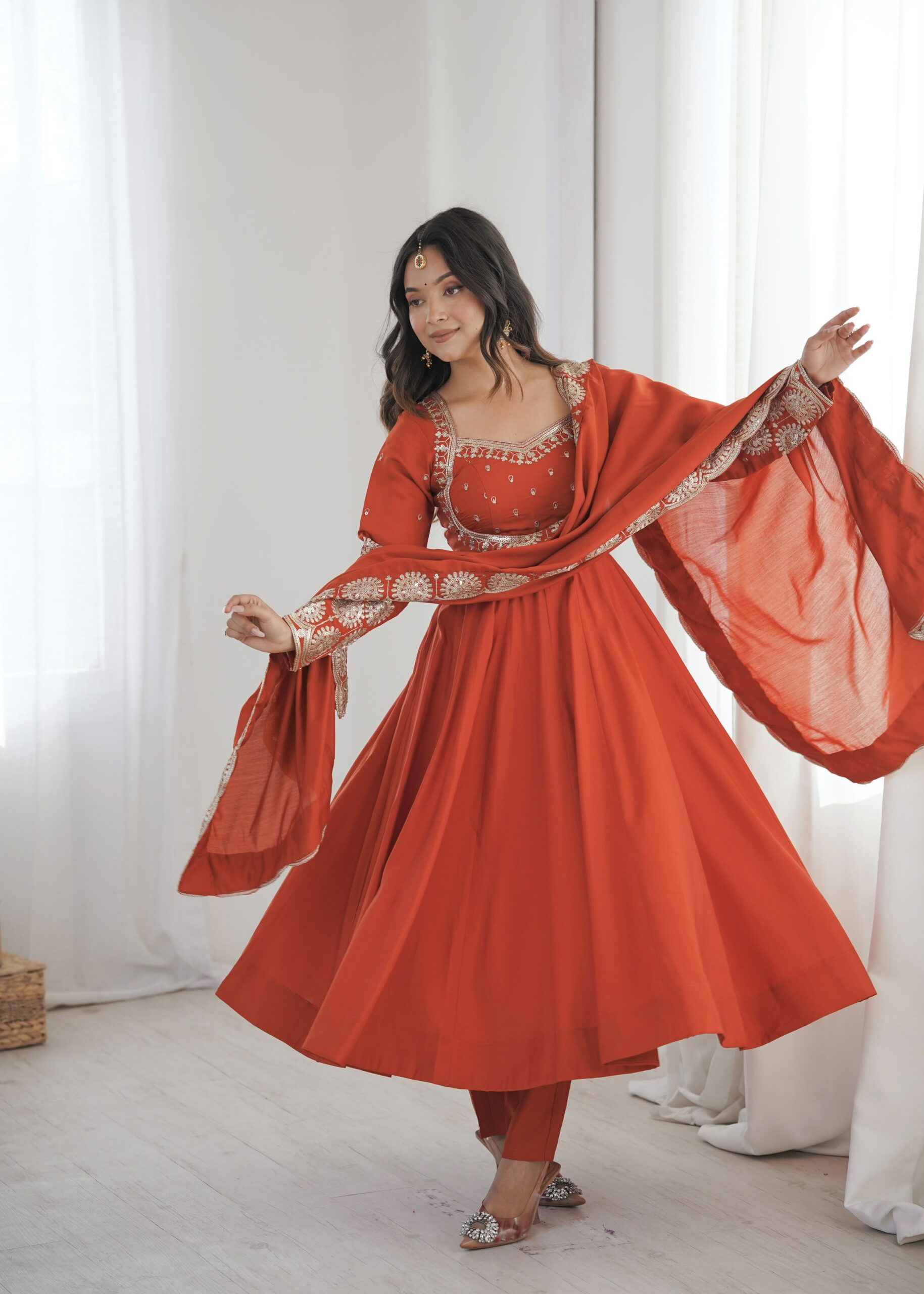 ZF 5026 Orange Colour Roman Silk Salwar Suit with Embroidery Work. Best Price ₹2399. Delivery 4-6 Working Days. Shop now. | Anarkali Suits, Bollywood Anarkali, Creative-Anarkali, Designer Anarkali, Embroidered Anarkali, Party Wear Anarkali