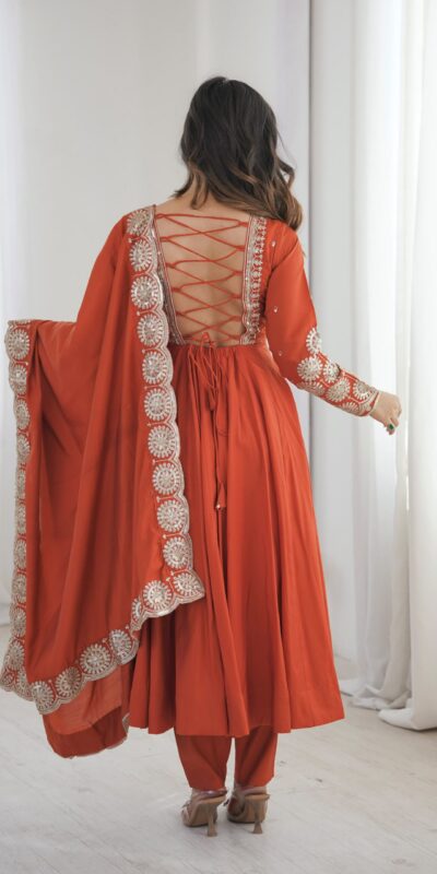 ZF 5026 Orange Colour Roman Silk Salwar Suit with Embroidery Work. Best Price ₹2399. Delivery 4-6 Working Days. Shop now. | Anarkali Suits, Bollywood Anarkali, Creative-Anarkali, Designer Anarkali, Embroidered Anarkali, Party Wear Anarkali
