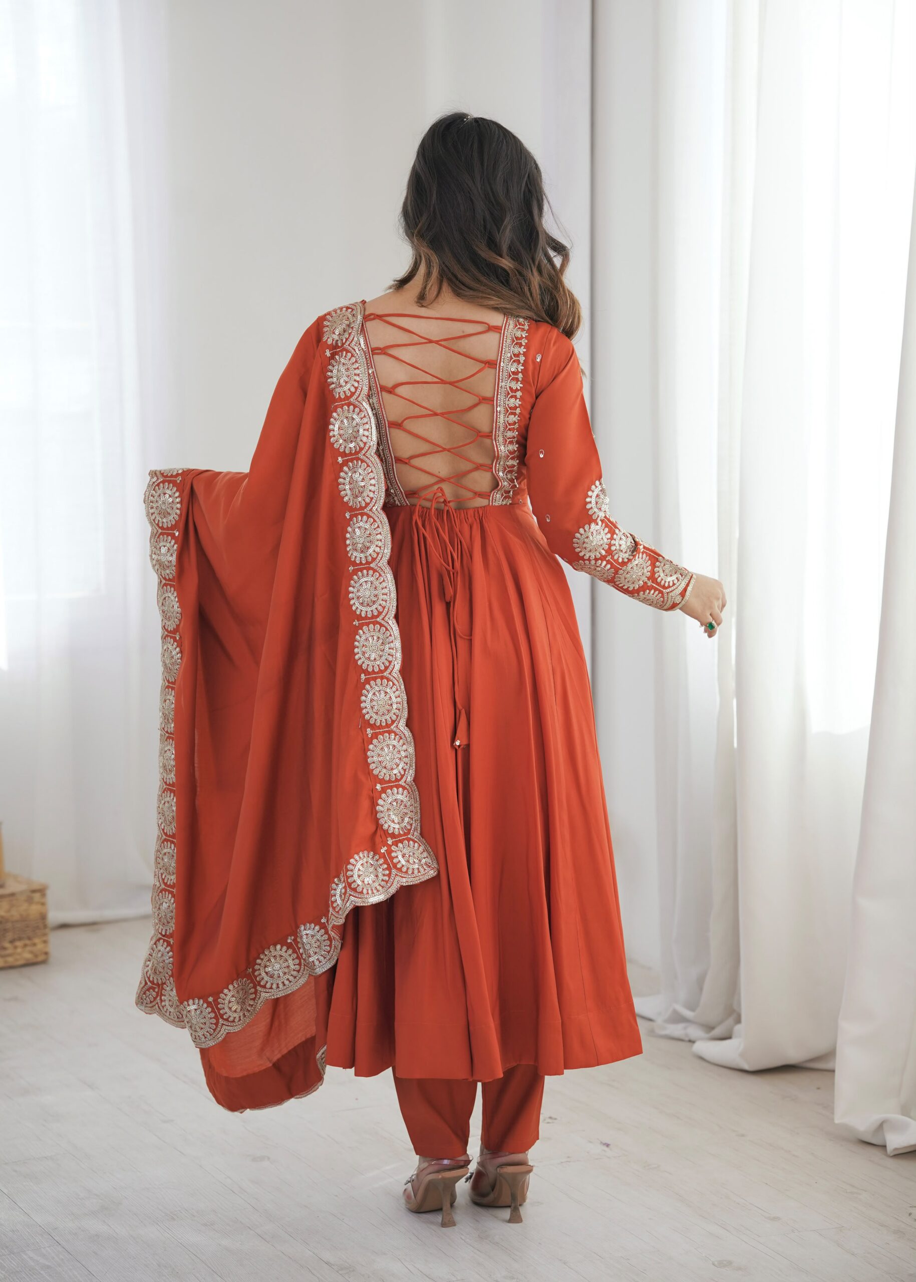 ZF 5026 Orange Colour Roman Silk Salwar Suit with Embroidery Work. Best Price ₹2399. Delivery 4-6 Working Days. Shop now. | Anarkali Suits, Bollywood Anarkali, Creative-Anarkali, Designer Anarkali, Embroidered Anarkali, Party Wear Anarkali