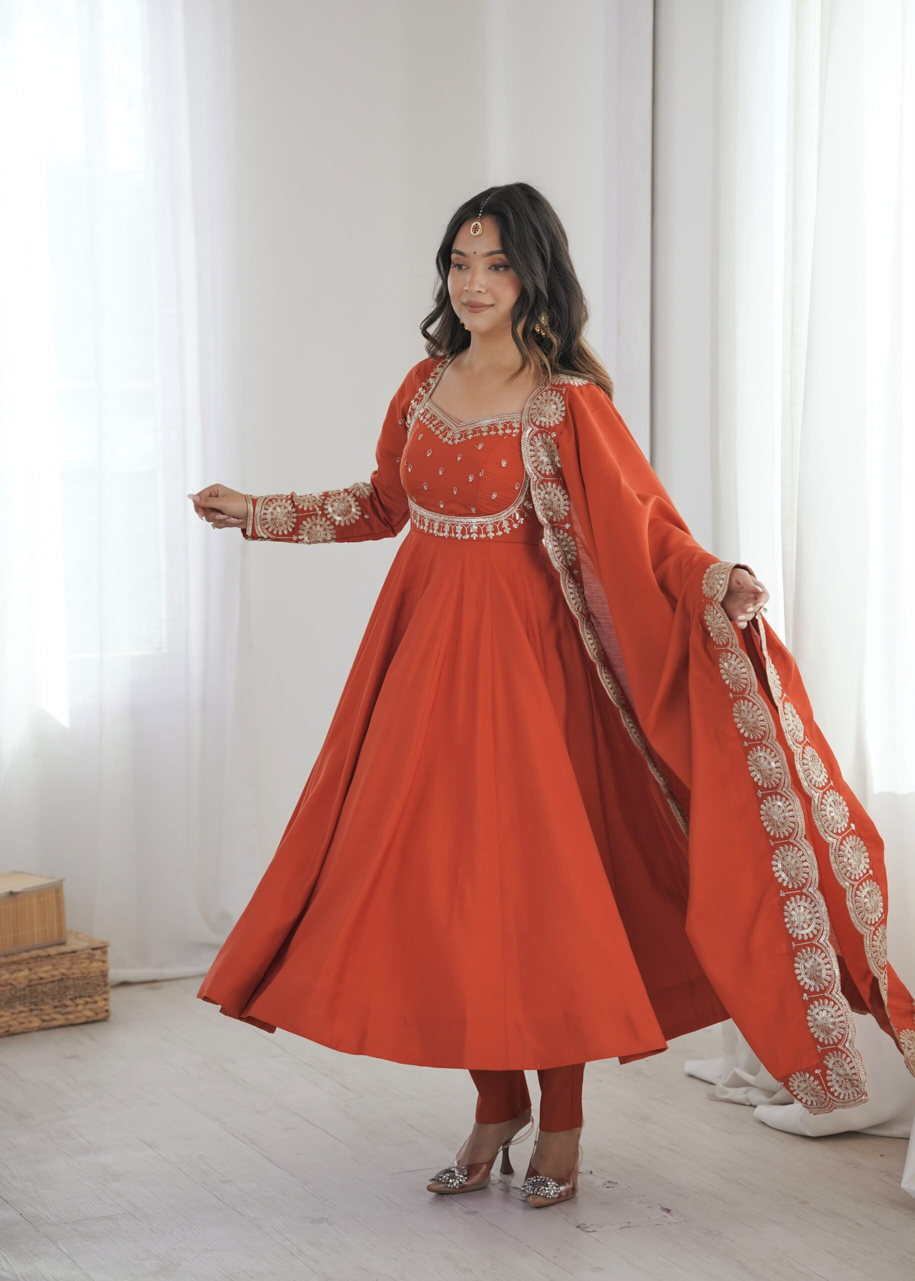 ZF 5026 Orange Colour Roman Silk Salwar Suit with Embroidery Work. Best Price ₹2399. Delivery 4-6 Working Days. Shop now. | Anarkali Suits, Bollywood Anarkali, Creative-Anarkali, Designer Anarkali, Embroidered Anarkali, Party Wear Anarkali