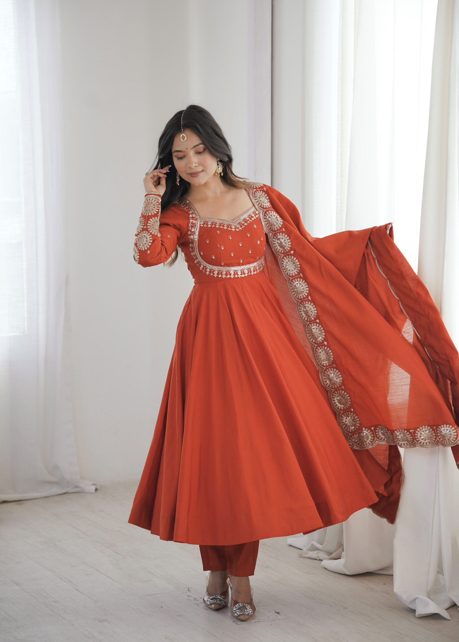 ZF 5026 Orange Colour Roman Silk Salwar Suit with Embroidery Work. Best Price ₹2399. Delivery 4-6 Working Days. Shop now. | Anarkali Suits, Bollywood Anarkali, Creative-Anarkali, Designer Anarkali, Embroidered Anarkali, Party Wear Anarkali