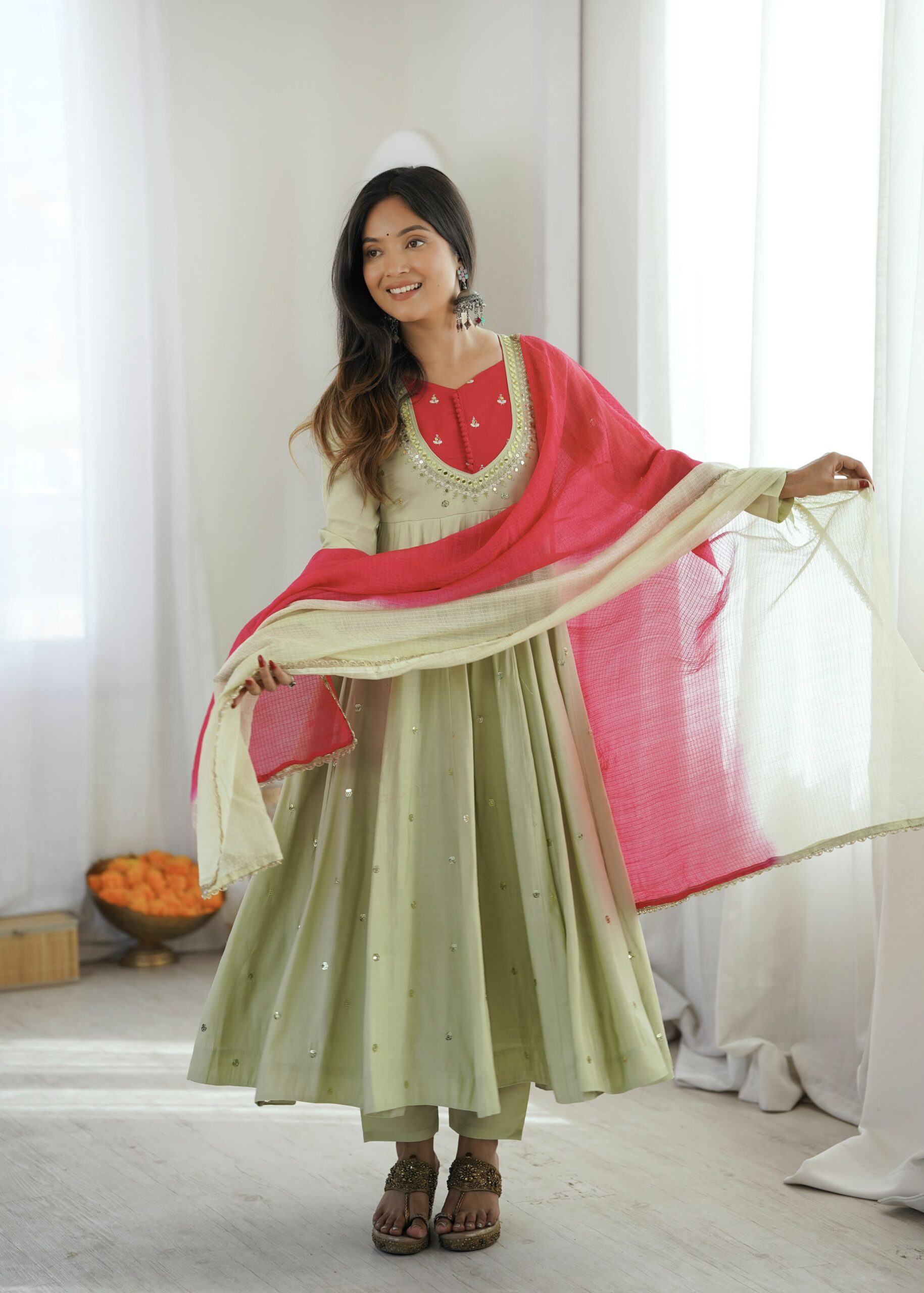 ZF 5023 Pista Roman Silk Gown with Mirror Work & Embroidery Work. Special Price ₹2099. Delivery 4-6 Working Days. Shop now. | Gowns, Bollywood Gowns, Creative Gowns, Designer Gowns, Embroidered Gowns, Party Wear Gowns