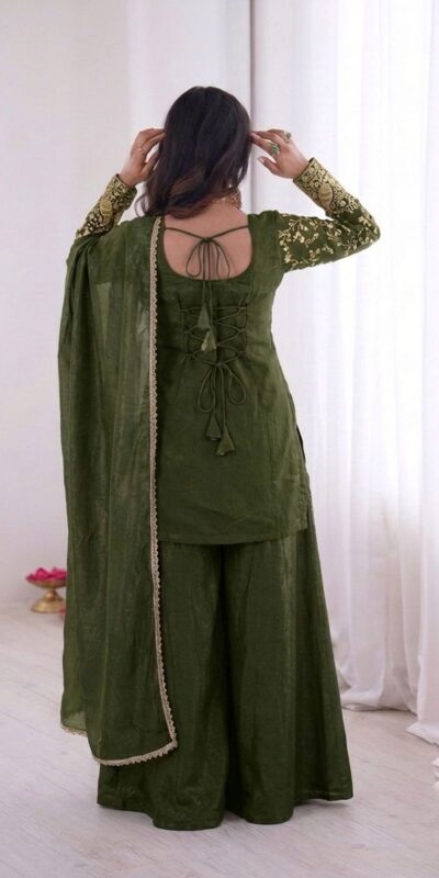 JF 043 Green Pure Fendy Silk Salwar Suitwith Embroidery Work & Sequins Work. Exclusive Offer ₹1940. Delivery 4-6 Working Days. Shop now. | Jump Suits, Salwar suit, Casual Suits, Creative suits, Designer Suits, Palazzo Suits, Party Wear Suits, Patiala Suits, Straight Suits