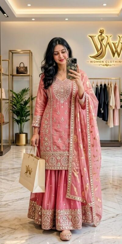 WW 1271 Peach | Peach Pure Endy Silk Salwar Suit with Embroidery Work & Sequins Work. Exclusive Offer ₹2399. Delivery 4-6 Working Days. Shop now. | Jump Suits, Salwar suit, Casual Suits, Creative suits, Designer Suits, Palazzo Suits, Party Wear Suits, Patiala Suits, Straight Suits