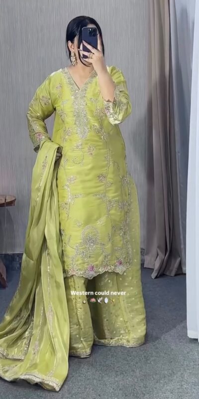 VLM 342 Pista Color Zimmy Silk Salwar Suit with Embroidery Work. Affordable Price ₹2149. Delivery 4-6 Working Days. Shop now. | Jump Suits, Salwar suit, Casual Suits, Creative suits, Designer Suits, Palazzo Suits, Party Wear Suits, Patiala Suits, Straight Suits