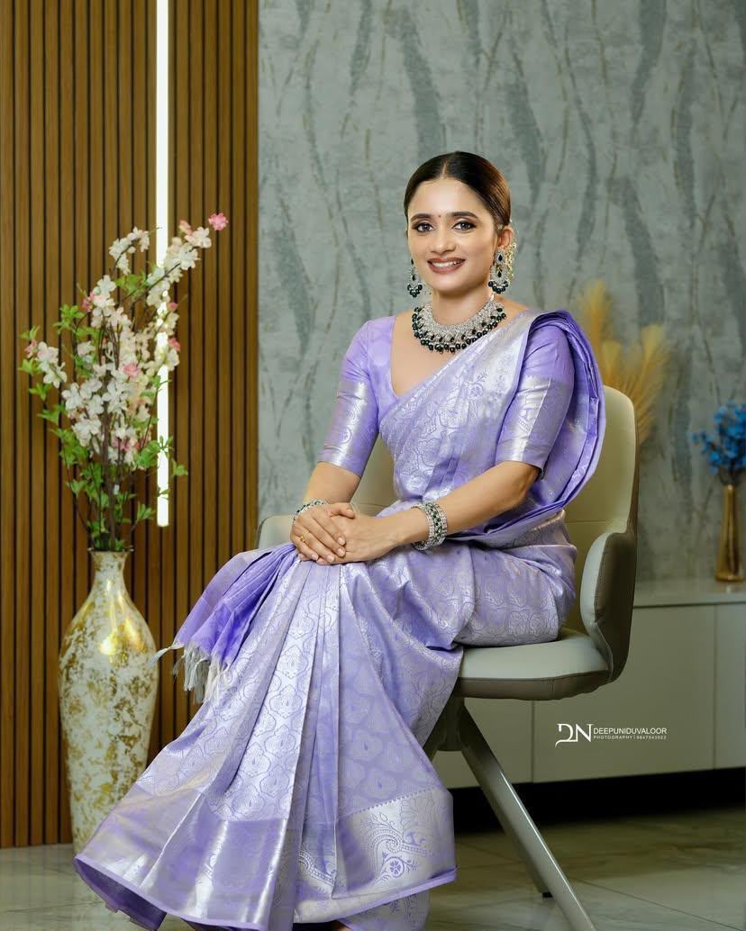 KPR 259 Lavender Soft Lichi Silk Saree with Lace Work & Lace Border. Introductory Price ₹1349. Delivery 4-6 Working Days. Shop now. | Sarees, Bollywood Sarees, Creative Sarees, Designer Sarees, Embroidered Sarees, Ethnic Saree, Modern Digital sarees, Party Wear Sarees