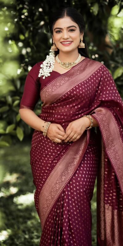 KPR 265 Maroon Soft Lichi Silk Saree with Lace Work & Lace Border. Introductory Price ₹1349. Delivery 4-6 Working Days. Shop now. | Sarees, Bollywood Sarees, Creative Sarees, Designer Sarees, Embroidered Sarees, Ethnic Saree, Modern Digital sarees, Party Wear Sarees