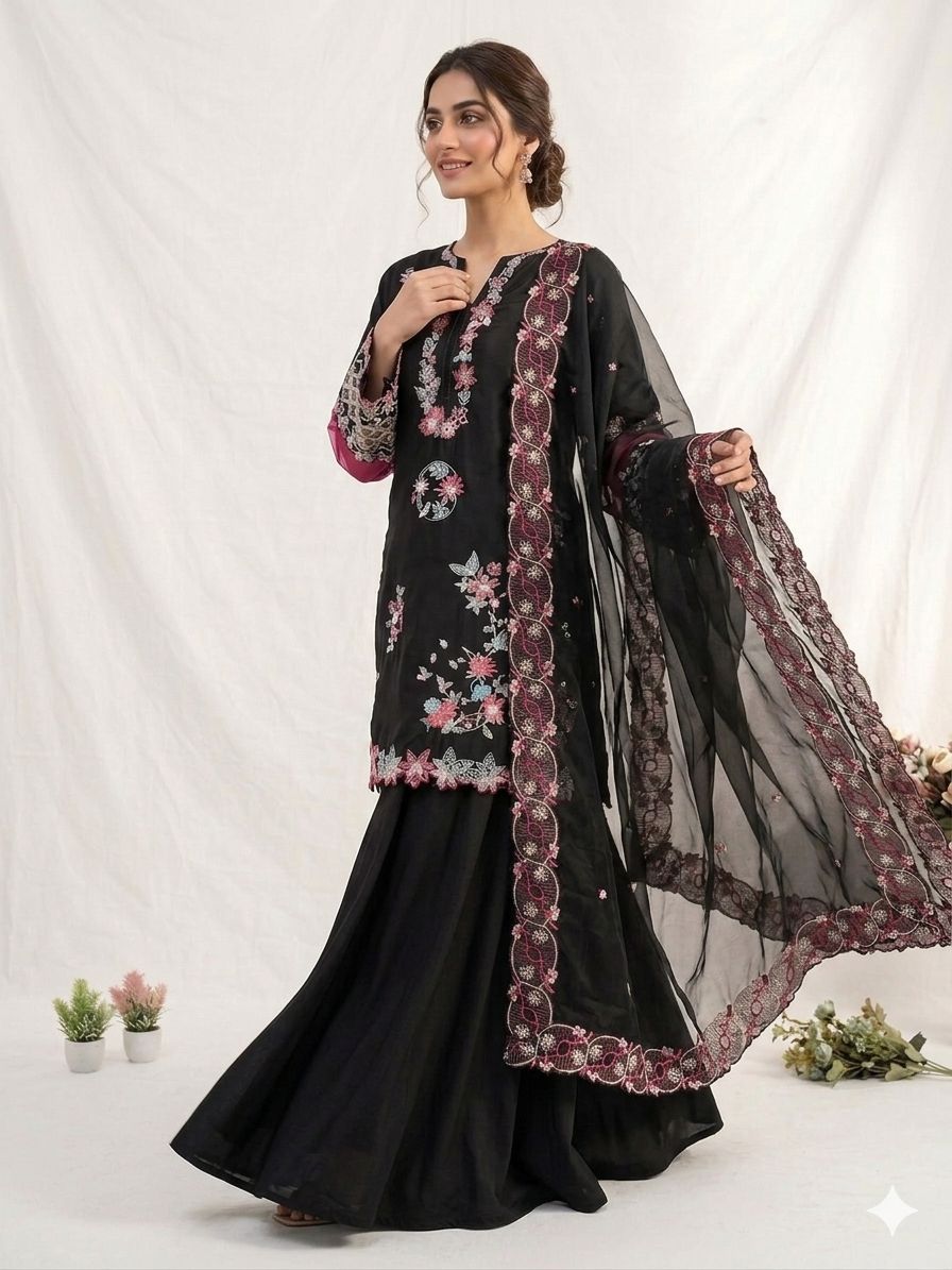 LG 2116 Black Crape Silk with Embroidery Work Salwar Suit . Introductory Price ₹2149. Delivery 4-6 Working Days. Shop now. | Jump Suits, Salwar suit, Casual Suits, Creative suits, Designer Suits, Palazzo Suits, Party Wear Suits, Patiala Suits, Straight Suits