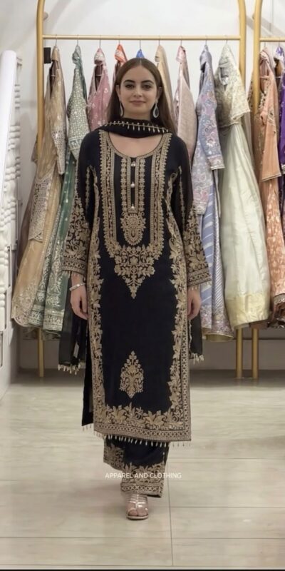 SR 1716 Black Colour Faux Georgette Salwar Suit with Lace Work. Introductory Price ₹2449. Delivery 4-6 Working Days. Shop now. | Jump Suits, Salwar suit, Casual Suits, Creative suits, Designer Suits, Palazzo Suits, Party Wear Suits, Patiala Suits, Straight Suits