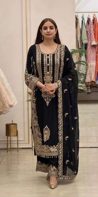 SR 1716 Black Colour Faux Georgette Salwar Suit with Lace Work. Introductory Price ₹2449. Delivery 4-6 Working Days. Shop now. | Jump Suits, Salwar suit, Casual Suits, Creative suits, Designer Suits, Palazzo Suits, Party Wear Suits, Patiala Suits, Straight Suits