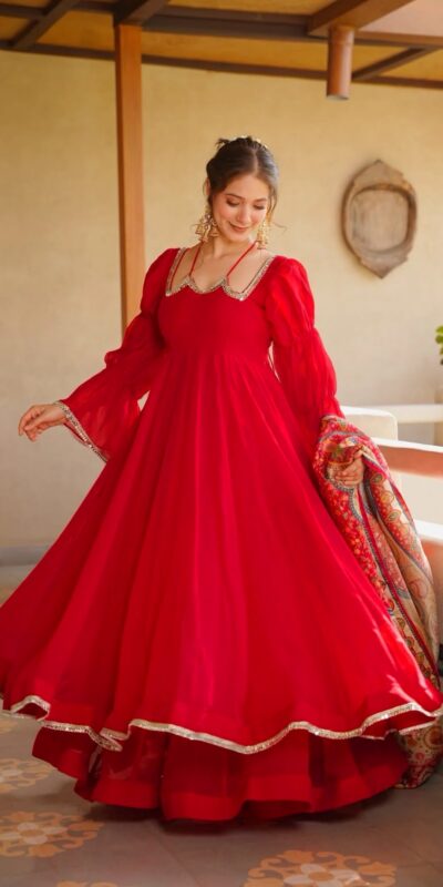 RTC 6045 Red | Red Tabby Silk Salwar Suit with Mirror Work & Digital Print. Available at ₹2049 only. Delivery 4-6 Working Days. Shop now. | Anarkali Suits, Bollywood Anarkali, Creative-Anarkali, Designer Anarkali, Embroidered Anarkali, Party Wear Anarkali, Salwar suit