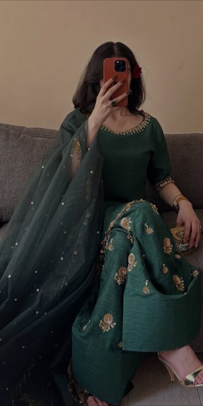 MF 535 Teal Green Aada Slab Silk Salwar Suit with Embroidery Work & Mirror Work. Festive Deal ₹2399. Delivery 4-6 Working Days. Shop now. | Jump Suits, Salwar suit, Casual Suits, Creative suits, Designer Suits, Palazzo Suits, Party Wear Suits, Patiala Suits, Straight Suits