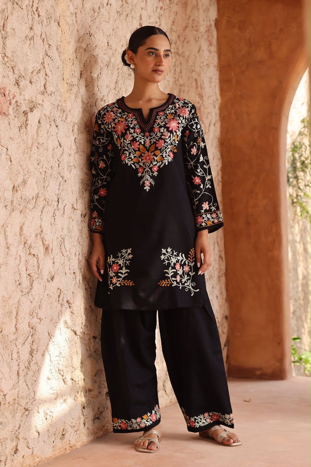 ND 5058 Black | Black Roman Silk Salwar Suit with Embroidery Work. Grab it for ₹2099. Delivery 4-6 Working Days. Shop now. | Jump Suits, Salwar suit, Casual Suits, Creative suits, Designer Suits, Palazzo Suits, Party Wear Suits, Patiala Suits, Straight Suits