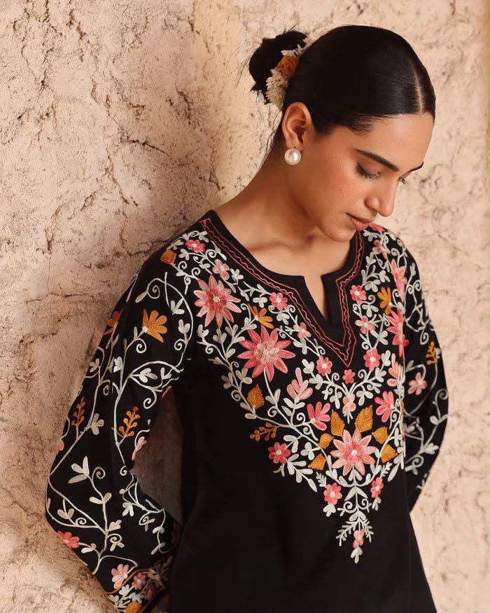 ND 5058 Black | Black Roman Silk Salwar Suit with Embroidery Work. Grab it for ₹2099. Delivery 4-6 Working Days. Shop now. | Jump Suits, Salwar suit, Casual Suits, Creative suits, Designer Suits, Palazzo Suits, Party Wear Suits, Patiala Suits, Straight Suits