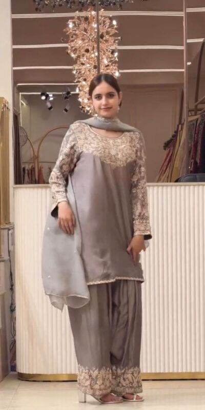 AD 242 Grey Color Chinon Silk Salwar Suit with Embroidery Work. Online Get it for ₹2249. Delivery 4-6 Working Days. Shop now. | Jump Suits, Salwar suit, Casual Suits, Creative suits, Designer Suits, Palazzo Suits, Party Wear Suits, Patiala Suits, Straight Suits