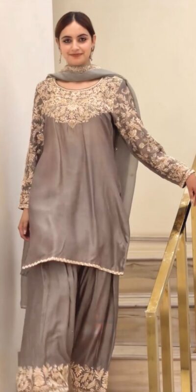 AD 242 Grey Color Chinon Silk Salwar Suit with Embroidery Work. Online Get it for ₹2249. Delivery 4-6 Working Days. Shop now. | Jump Suits, Salwar suit, Casual Suits, Creative suits, Designer Suits, Palazzo Suits, Party Wear Suits, Patiala Suits, Straight Suits
