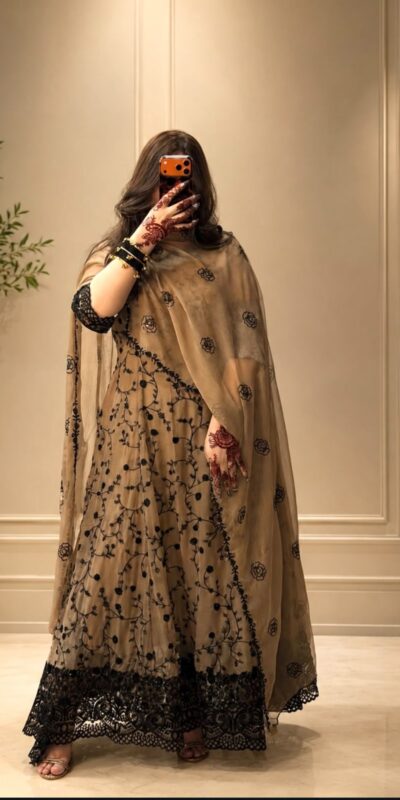 WW 1277 Cream Fox Perfect for Wedding, Party, Durga Puja, Diwali, Anniversary Georgette Gown. Now at just ₹2399. Delivery 4-6 Working Days. Shop now. | Gowns, Bollywood Gowns, Creative Gowns, Designer Gowns, Embroidered Gowns, Party Wear Gowns
