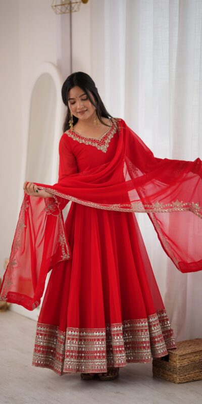 SSR 549 Red Fox Perfect for Wedding, Party, Durga Puja, Diwali, Anniversary –Georgette Gown. Now at just ₹2449. Delivery 4-6 Working Days. Shop now. | Gowns, Bollywood Gowns, Creative Gowns, Designer Gowns, Embroidered Gowns, Party Wear Gowns