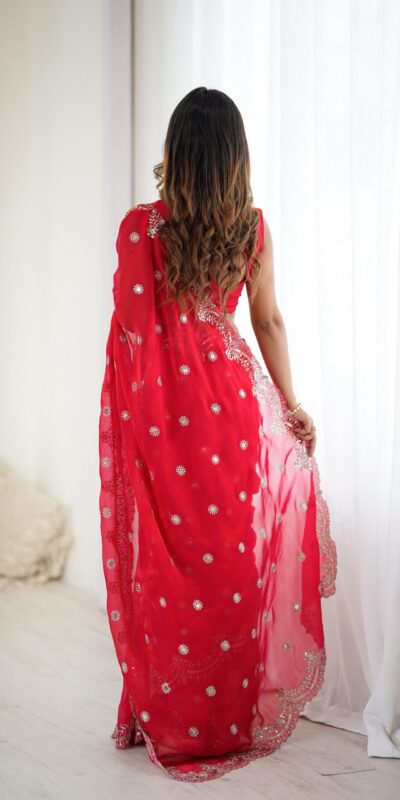 SP 88 Red Red Fendy Chiffon Saree with Embroidery Work & Sequins Work. Special Price ₹2149. Delivery 4-6 Working Days. Shop now. | Sarees, Bollywood Sarees, Creative Sarees, Designer Sarees, Embroidered Sarees, Ethnic Saree, Modern Digital sarees, Party Wear Sarees