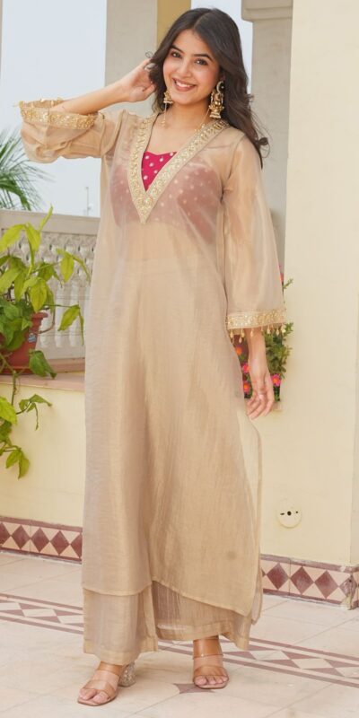 AD 241 Cream in Golden Tissue Embroidery Work & Sequins Work Salwar Suit. Get it for ₹2149. Delivery 4-6 Working Days. Shop now. | Jump Suits, Salwar suit, Casual Suits, Creative suits, Designer Suits, Palazzo Suits, Party Wear Suits, Patiala Suits, Straight Suits