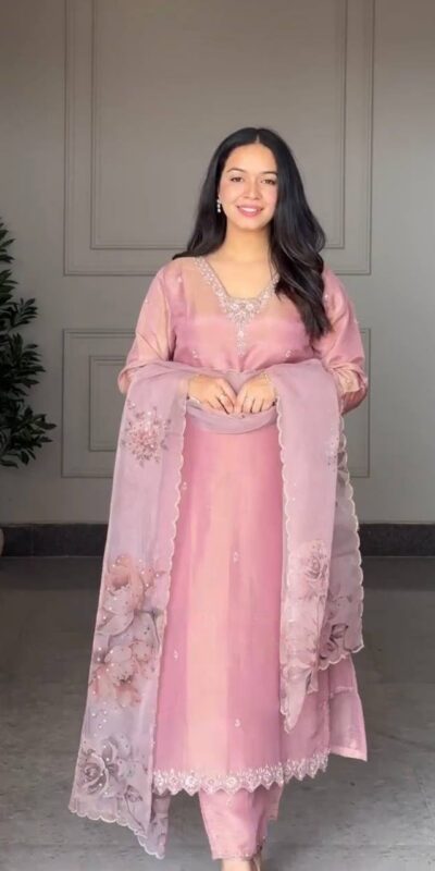 DB 006 Pink Pure Natural Crep Salwar Suit with Moti Work & Embroidery Work. Affordable Price ₹2199. Delivery 4-6 Working Days. Shop now. | Jump Suits, Salwar suit, Casual Suits, Creative suits, Designer Suits, Palazzo Suits, Party Wear Suits, Patiala Suits, Straight Suits