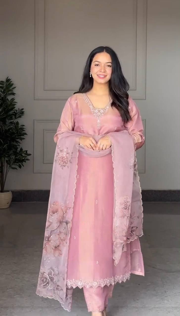 DB 006 Pink Pure Natural Crep Salwar Suit with Moti Work & Embroidery Work. Affordable Price ₹2199. Delivery 4-6 Working Days. Shop now. | Jump Suits, Salwar suit, Casual Suits, Creative suits, Designer Suits, Palazzo Suits, Party Wear Suits, Patiala Suits, Straight Suits