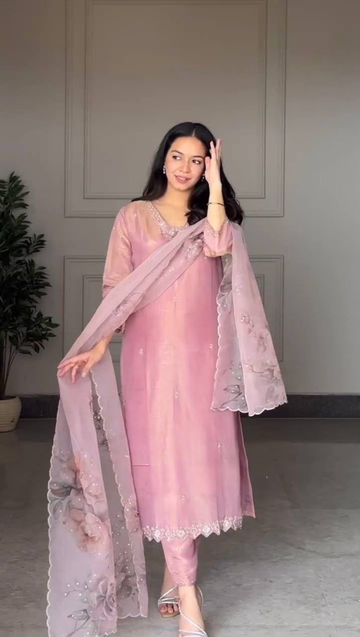 DB 006 Pink Pure Natural Crep Salwar Suit with Moti Work & Embroidery Work. Affordable Price ₹2199. Delivery 4-6 Working Days. Shop now. | Jump Suits, Salwar suit, Casual Suits, Creative suits, Designer Suits, Palazzo Suits, Party Wear Suits, Patiala Suits, Straight Suits