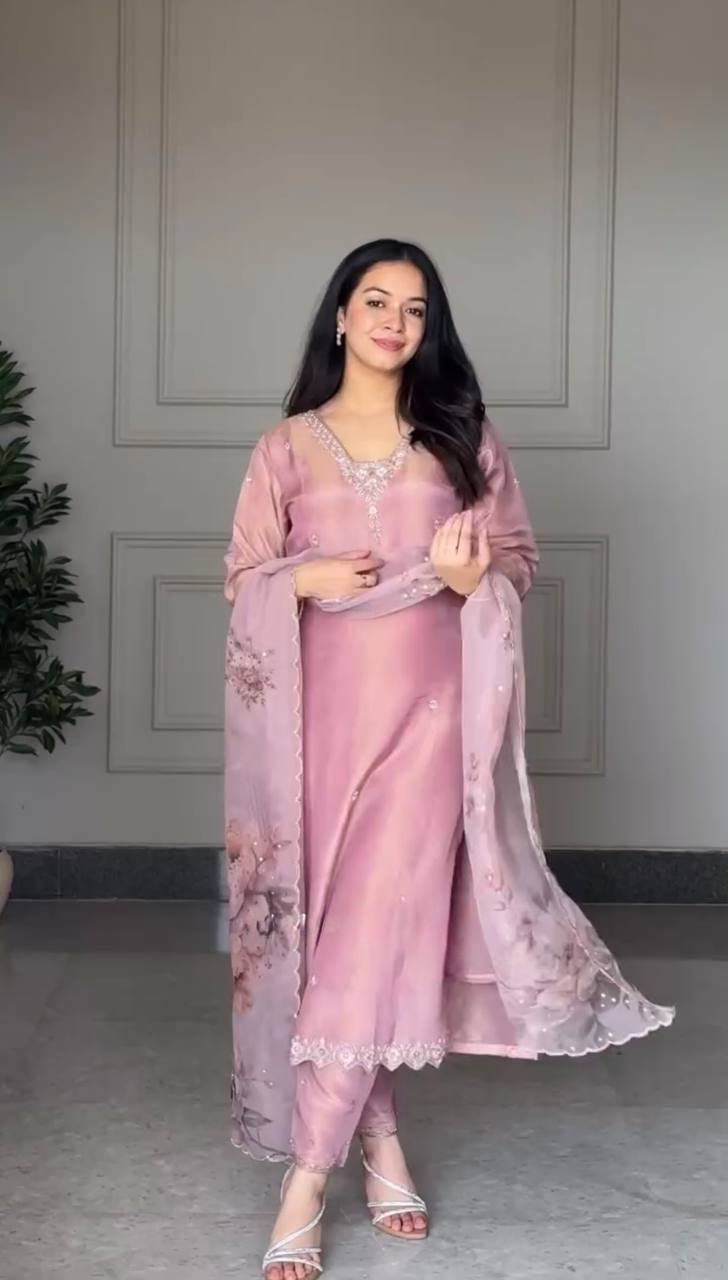 DB 006 Pink Pure Natural Crep Salwar Suit with Moti Work & Embroidery Work. Affordable Price ₹2199. Delivery 4-6 Working Days. Shop now. | Jump Suits, Salwar suit, Casual Suits, Creative suits, Designer Suits, Palazzo Suits, Party Wear Suits, Patiala Suits, Straight Suits