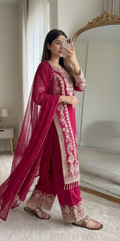 SRK 5365 Red Faux Georgette Salwar Suit erfect for Wedding, Party, Mehendi, Pongal, Reception – . Available at ₹2449 only. Delivery 4-6 Working Days | Jump Suits, Salwar suit, Casual Suits, Creative suits, Designer Suits, Palazzo Suits, Party Wear Suits, Patiala Suits, Straight Suits