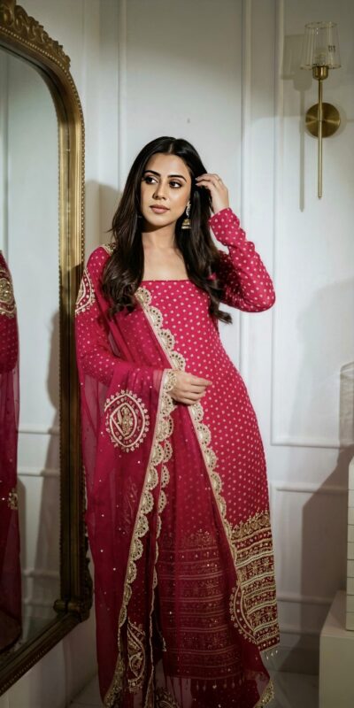 NSR 912 Pink Faux Georgette Salwar Suit with Mirror Work & Embroidery Work. Get it for ₹2349. Delivery 4-6 Working Days. Shop now. | Jump Suits, Salwar suit, Casual Suits, Creative suits, Designer Suits, Palazzo Suits, Party Wear Suits, Patiala Suits, Straight Suits