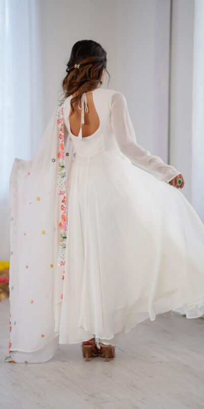 NSR 901 White Faux Georgette Salwar Suit with Lace Work & Embroidery Work. Introductory Price ₹2099. Delivery 4-6 Working Days. Shop now. | Jump Suits, Salwar suit, Casual Suits, Creative suits, Designer Suits, Palazzo Suits, Party Wear Suits, Patiala Suits, Straight Suits