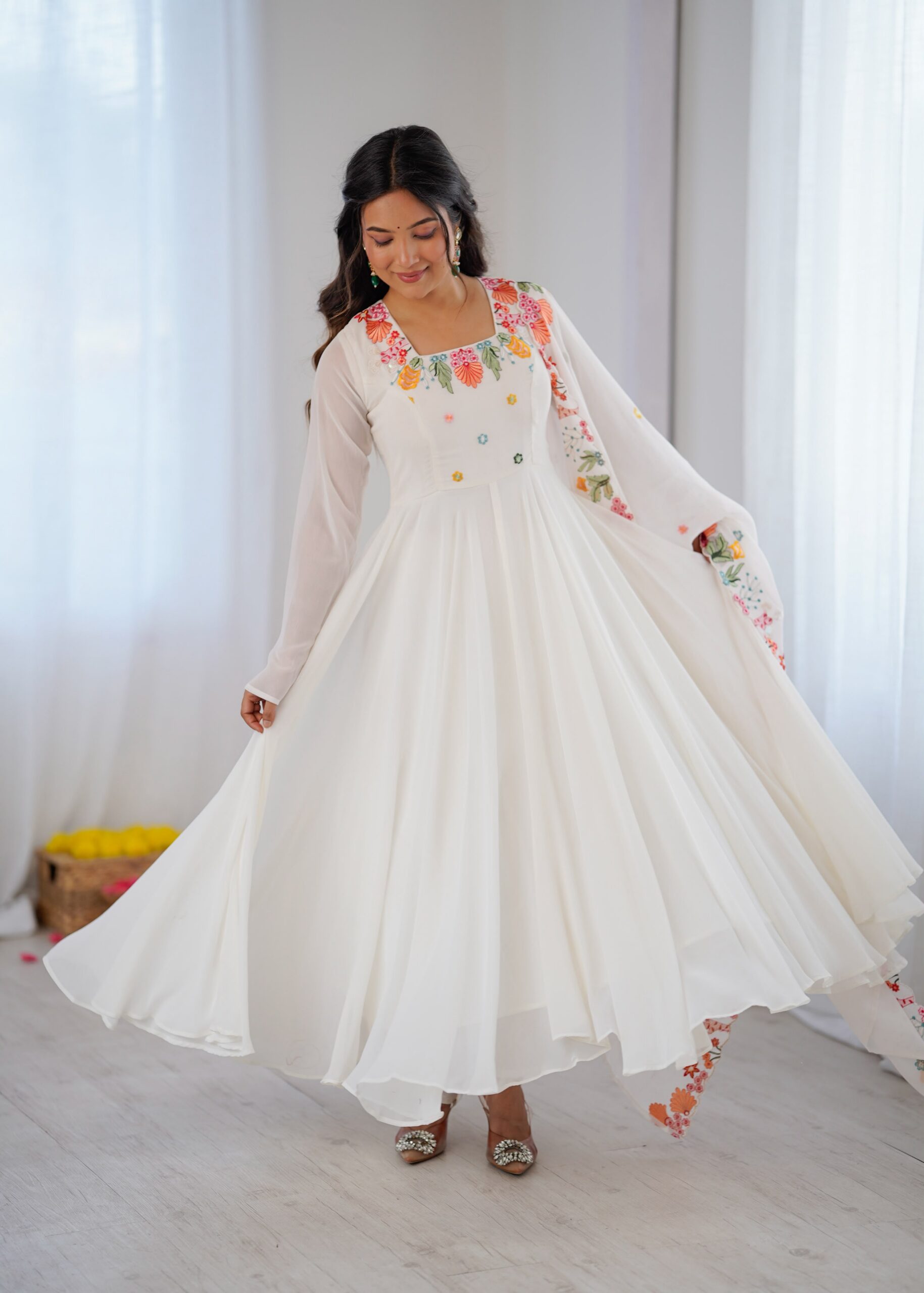 NSR 901 White Faux Georgette Salwar Suit with Lace Work & Embroidery Work. Introductory Price ₹2099. Delivery 4-6 Working Days. Shop now. | Jump Suits, Salwar suit, Casual Suits, Creative suits, Designer Suits, Palazzo Suits, Party Wear Suits, Patiala Suits, Straight Suits