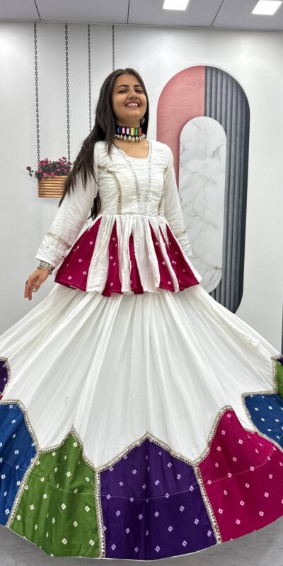 PC N54 White in Pure Cotton Mirror Work & Gamthi Work Lehenga Choli . Exclusive Offer ₹3049. Delivery 4-6 Working Days. Shop now. | Lehenga, Bollywood Lehenga, Creative Lehenga, Designer Lehenga, Embroidered Lehenga, Party Wear Lehenga