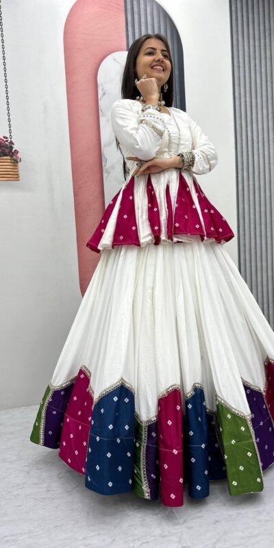 PC N54 White in Pure Cotton Mirror Work & Gamthi Work Lehenga Choli . Exclusive Offer ₹3049. Delivery 4-6 Working Days. Shop now. | Lehenga, Bollywood Lehenga, Creative Lehenga, Designer Lehenga, Embroidered Lehenga, Party Wear Lehenga