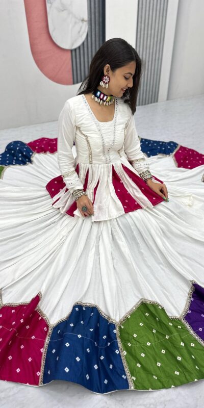 PC N54 White in Pure Cotton Mirror Work & Gamthi Work Lehenga Choli . Exclusive Offer ₹3049. Delivery 4-6 Working Days. Shop now. | Lehenga, Bollywood Lehenga, Creative Lehenga, Designer Lehenga, Embroidered Lehenga, Party Wear Lehenga