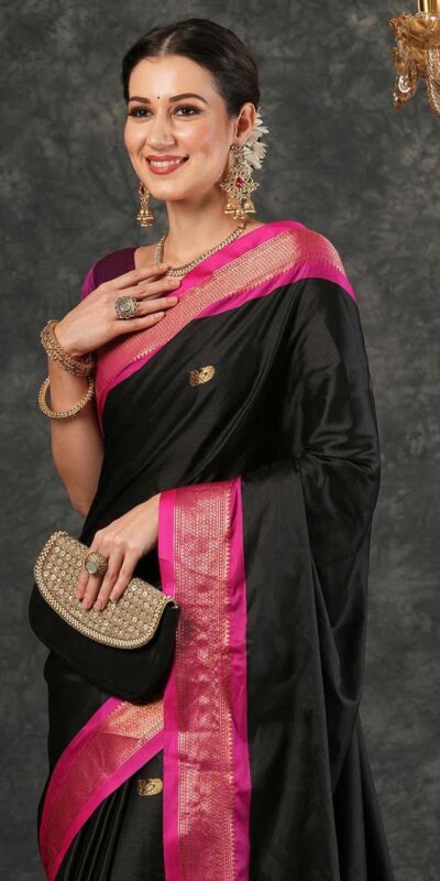 KP 7009 Black Soft Lichi Silk Saree with Lace Work & Lace Border. Introductory Price ₹1649. Delivery 4-6 Working Days. Shop now. | Sarees, Bollywood Sarees, Creative Sarees, Designer Sarees, Embroidered Sarees, Ethnic Saree, Modern Digital sarees, Party Wear Sarees
