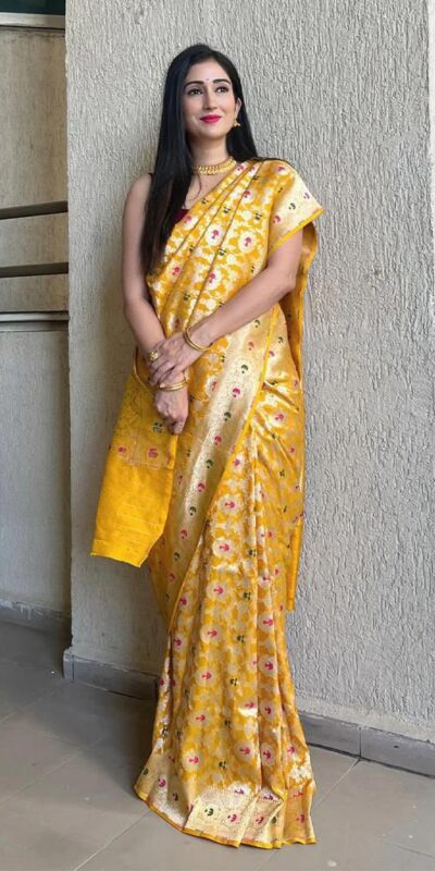 KP 6080 Yellow Soft Lichi Silk Saree with Lace Work & Lace Border. Introductory Price ₹1649. Delivery 4-6 Working Days. Shop now. | Sarees, Bollywood Sarees, Creative Sarees, Designer Sarees, Embroidered Sarees, Ethnic Saree, Modern Digital sarees, Party Wear Sarees