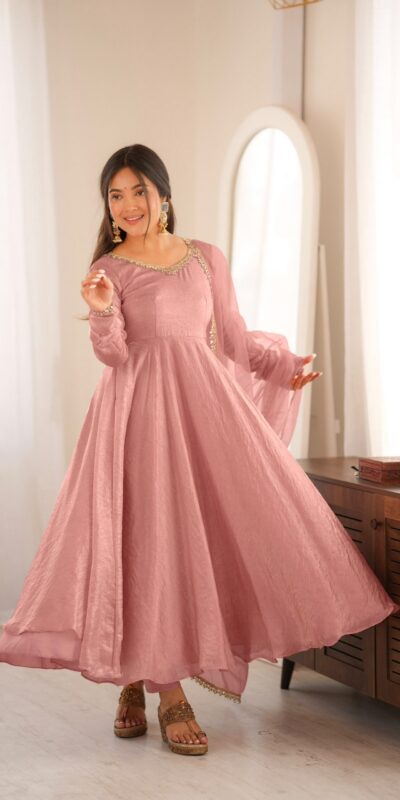 SRK 5355 Pink Doremon Crush Gown with Lace Work & Mirror Work. Exclusive Offer ₹2099. Delivery 4-6 Working Days. Shop now. | Gowns, Bollywood Gowns, Creative Gowns, Designer Gowns, Embroidered Gowns, Party Wear Gowns
