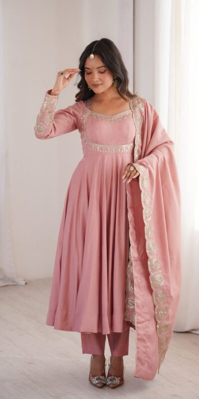 ZF 5026 Pink Colour Roman Silk Salwar Suit with Embroidery Work. Best Price ₹2399. Delivery 4-6 Working Days. Online Shop now. | Anarkali Suits, Bollywood Anarkali, Creative-Anarkali, Designer Anarkali, Embroidered Anarkali, Party Wear Anarkali