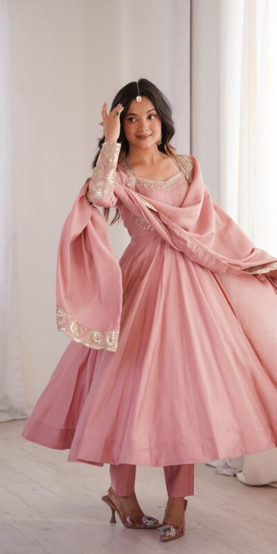 ZF 5026 Pink Colour Roman Silk Salwar Suit with Embroidery Work. Best Price ₹2399. Delivery 4-6 Working Days. Online Shop now. | Anarkali Suits, Bollywood Anarkali, Creative-Anarkali, Designer Anarkali, Embroidered Anarkali, Party Wear Anarkali