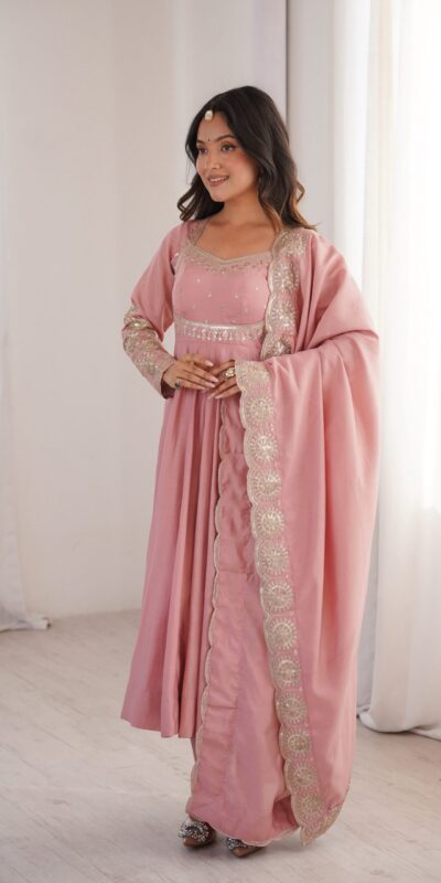 ZF 5026 Pink Colour Roman Silk Salwar Suit with Embroidery Work. Best Price ₹2399. Delivery 4-6 Working Days. Online Shop now. | Anarkali Suits, Bollywood Anarkali, Creative-Anarkali, Designer Anarkali, Embroidered Anarkali, Party Wear Anarkali