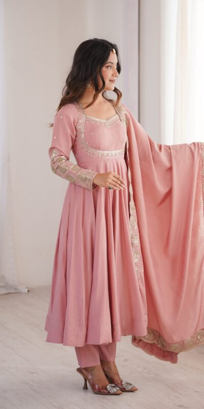 ZF 5026 Pink Colour Roman Silk Salwar Suit with Embroidery Work. Best Price ₹2399. Delivery 4-6 Working Days. Online Shop now. | Anarkali Suits, Bollywood Anarkali, Creative-Anarkali, Designer Anarkali, Embroidered Anarkali, Party Wear Anarkali