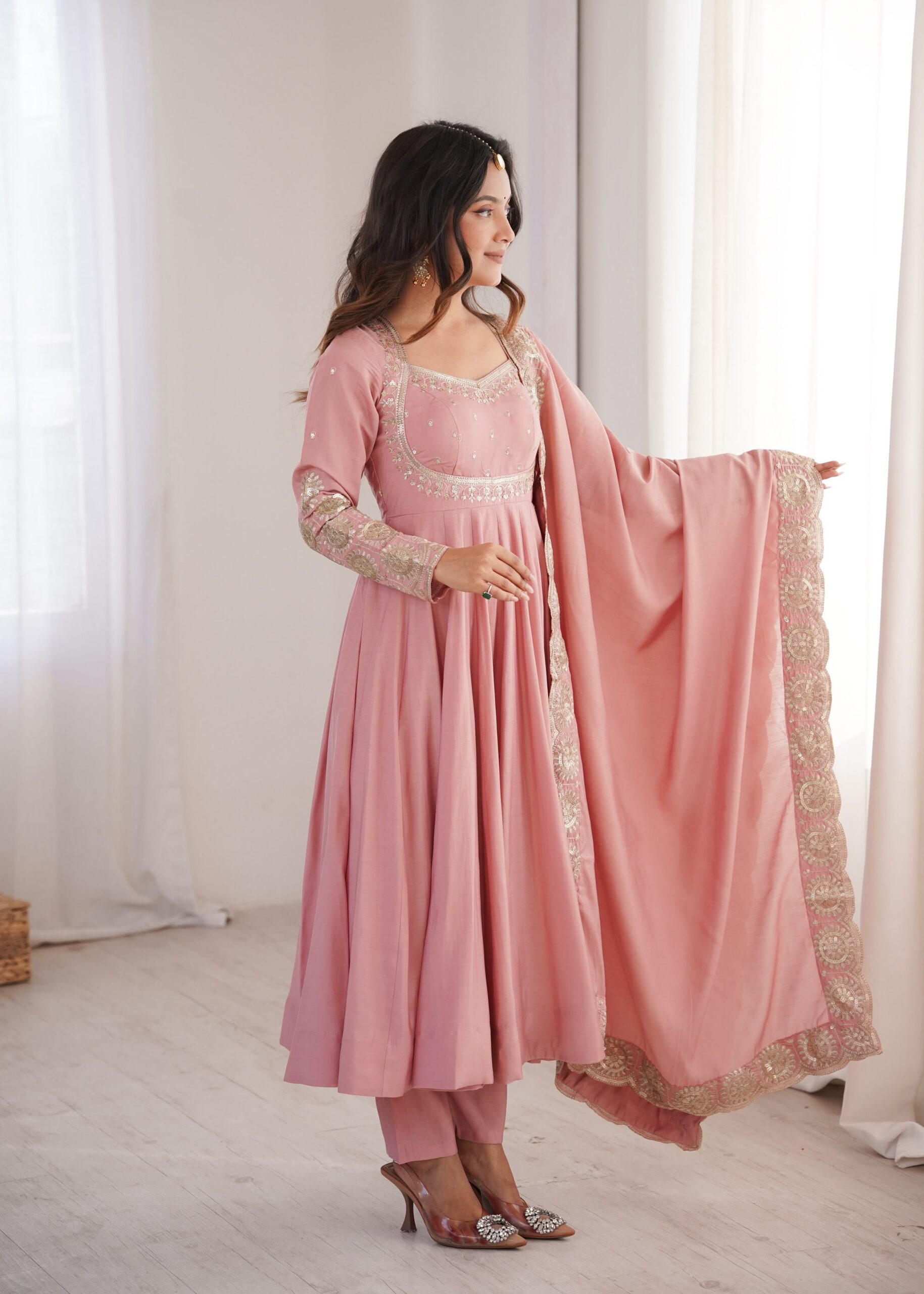 ZF 5026 Pink Colour Roman Silk Salwar Suit with Embroidery Work. Best Price ₹2399. Delivery 4-6 Working Days. Online Shop now. | Anarkali Suits, Bollywood Anarkali, Creative-Anarkali, Designer Anarkali, Embroidered Anarkali, Party Wear Anarkali