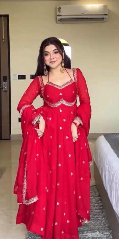 NSR 874 Red Georgette Thread With Sequence Gown Perfect for Wedding, Party, Reception, Holi, Eid . Available at ₹1799 only. Delivery 4-6 Working Days. | Gowns, Bollywood Gowns, Creative Gowns, Designer Gowns, Embroidered Gowns, Party Wear Gowns